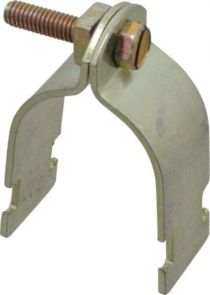 Thomas & Betts - 1-1/2" Pipe, 12 Gauge" Pipe or Conduit Clamp - Gold Galvanized, Rigid & IMC Conduit - Apex Tool & Supply