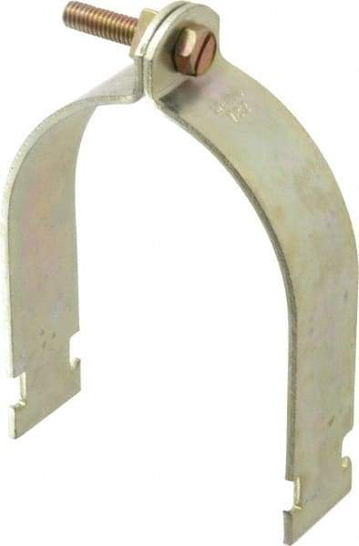 Thomas & Betts - 3-1/2" Pipe, 1/8 Gauge" Pipe or Conduit Clamp - Gold Galvanized, Rigid & IMC Conduit - Apex Tool & Supply