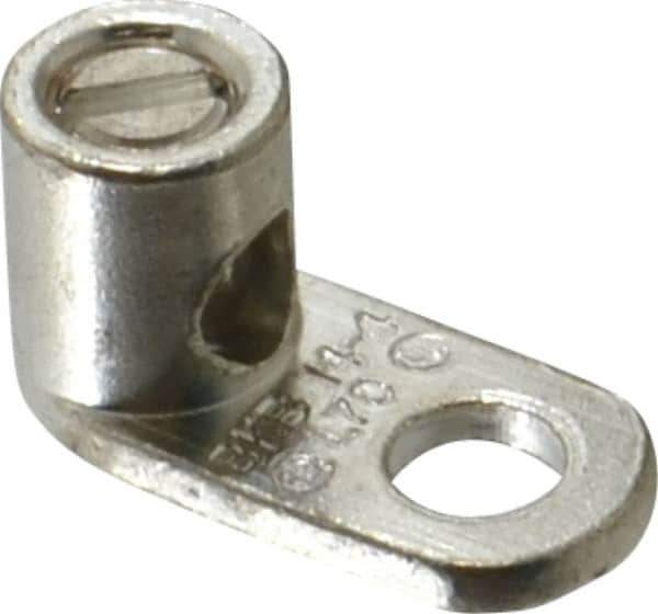 Thomas & Betts - 14-4 AWG Noninsulated Lug Connection D Shaped Ring Terminal - 3/8" Stud, 1-1/8" OAL x 17/32" Wide, Tin Plated Copper Contact - Apex Tool & Supply
