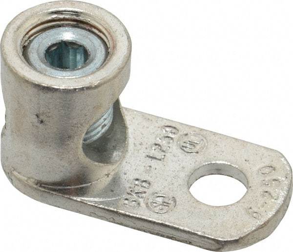 Thomas & Betts - 6 AWG Noninsulated Lug Connection D Shaped Ring Terminal - 13/32" Stud, 1-61/64" OAL x 15/16" Wide, Tin Plated Copper Contact - Apex Tool & Supply