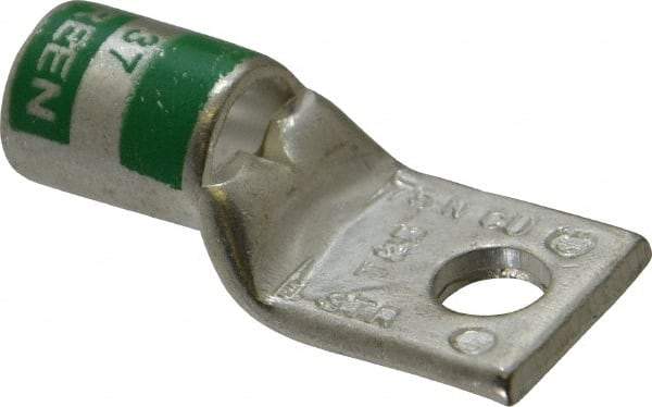 Thomas & Betts - 1 AWG Noninsulated Compression Connection Square Ring Terminal - 1/4" Stud, 1-1/2" OAL x 0.68" Wide, Tin Plated Copper Contact - Apex Tool & Supply