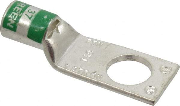 Thomas & Betts - 1 AWG Noninsulated Compression Connection Square Ring Terminal - 1/2" Stud, 2.1" OAL x 0.76" Wide, Tin Plated Copper Contact - Apex Tool & Supply