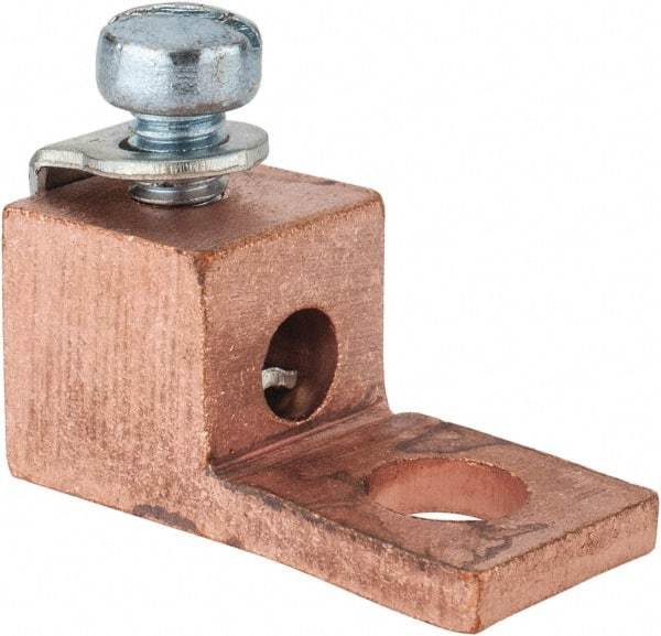 Thomas & Betts - 14-8 AWG Noninsulated Compression Connection Square Ring Terminal - 1/4" Stud, 1-1/8" OAL x 1/2" Wide, Copper Contact - Apex Tool & Supply