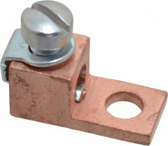 Thomas & Betts - 8-4 AWG Noninsulated Compression Connection Square Ring Terminal - 1/4" Stud, 1-1/8" OAL x 1/2" Wide, Copper Contact - Apex Tool & Supply