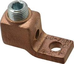 Thomas & Betts - 4-1 AWG Noninsulated Lug Connection Square Ring Terminal - 1/4" Stud, 1-5/8" OAL x 5/8" Wide, Tin Plated Copper Contact - Apex Tool & Supply