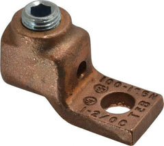Thomas & Betts - 1-2/0 AWG Noninsulated Compression Connection Square Ring Terminal - 3/8" Stud, 1-15/16" OAL x 13/16" Wide, Copper Contact - Apex Tool & Supply