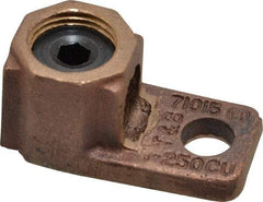 Thomas & Betts - 1 AWG Noninsulated Crimp Connection D Shaped Ring Terminal - 3/8" Stud, 2-1/32" OAL x 1" Wide, Copper Contact - Apex Tool & Supply