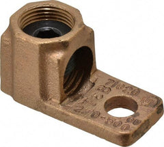 Thomas & Betts - 2/0 AWG Noninsulated Crimp Connection D Shaped Ring Terminal - 1/2" Stud, 2-3/4" OAL, Copper Contact - Apex Tool & Supply