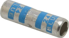 Thomas & Betts - 6 AWG Compatible, Noninsulated, Crimp-On Butt Splice Terminal - 2 Wire Entries, Copper Contacts, Tin Contact Plating, 1" OAL, Blue - Apex Tool & Supply