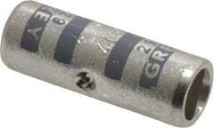Thomas & Betts - 4 AWG Compatible, Noninsulated, Crimp-On Butt Splice Terminal - 2 Wire Entries, Copper Contacts, Tin Contact Plating, 1" OAL, Gray - Apex Tool & Supply