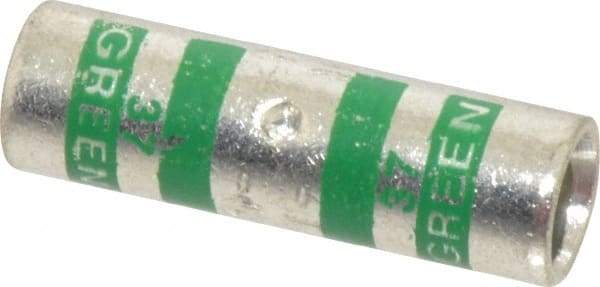 Thomas & Betts - 1 AWG Compatible, Noninsulated, Crimp-On Butt Splice Terminal - 2 Wire Entries, Copper Contacts, Tin Contact Plating, 1-1/2" OAL, Green - Apex Tool & Supply
