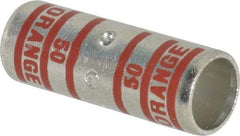 Thomas & Betts - 3/0 AWG Compatible, Noninsulated, Crimp-On Butt Splice Terminal - 1-3/4" OAL, Orange - Apex Tool & Supply