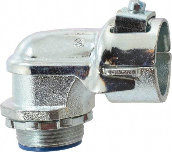 Thomas & Betts - 1-1/4" Trade, Malleable Iron Set Screw Angled FMC Conduit Connector - Insulated - Apex Tool & Supply