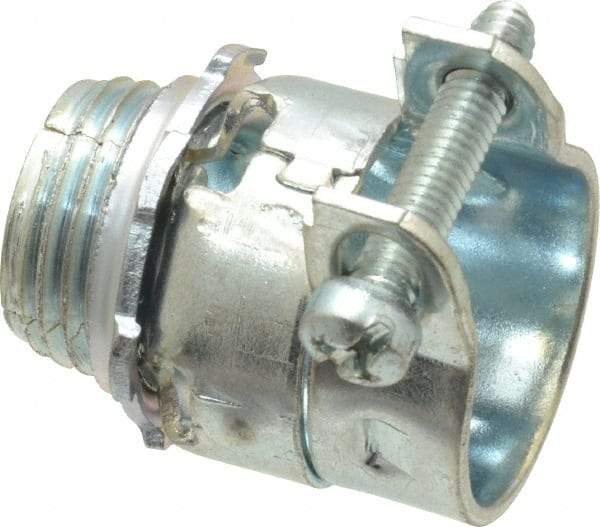 Thomas & Betts - 1/2" Trade, Steel Squeeze Clamp Straight FMC Conduit Connector - Noninsulated - Apex Tool & Supply