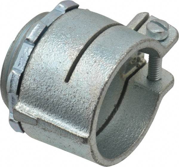 Thomas & Betts - 1-1/4" Trade, Malleable Iron Squeeze Clamp Straight FMC Conduit Connector - Noninsulated - Apex Tool & Supply