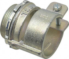 Thomas & Betts - 1-1/2" Trade, Malleable Iron Squeeze Clamp Straight FMC Conduit Connector - Noninsulated - Apex Tool & Supply