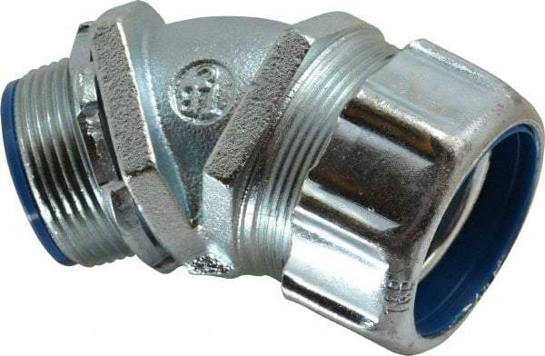 Thomas & Betts - 1-1/4" Trade, Malleable Iron Threaded Angled Liquidtight Conduit Connector - Insulated - Apex Tool & Supply