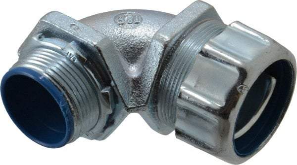 Thomas & Betts - 1-1/4" Trade, Malleable Iron Threaded Angled Liquidtight Conduit Connector - Insulated - Apex Tool & Supply