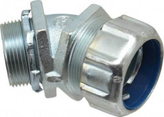 Thomas & Betts - 1-1/4" Trade, Malleable Iron Threaded Angled Liquidtight Conduit Connector - Noninsulated - Apex Tool & Supply