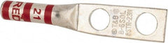 Thomas & Betts - 8 AWG Noninsulated Compression Connection Rectangle Ring Terminal - 1/4" Stud, 2.19" OAL x 0.42" Wide, Tin Plated Copper Contact - Apex Tool & Supply