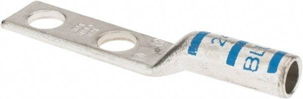 Thomas & Betts - 6 AWG Noninsulated Compression Connection Rectangle Ring Terminal - 1/4" Stud, 2.28" OAL x 0.44" Wide, Tin Plated Copper Contact - Apex Tool & Supply