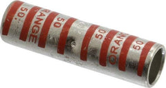 Thomas & Betts - 3/0 AWG Compatible, Noninsulated, Crimp-On Butt Splice Terminal - 2 Wire Entries, Copper Contacts, Tin Contact Plating, 2-1/4" OAL, Orange - Apex Tool & Supply