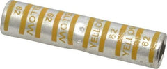 Thomas & Betts - 250mm Wire Size Compatible, Noninsulated, Crimp-On Butt Splice Terminal - 2 Wire Entries, Copper Contacts, Tin Contact Plating, 3.38" OAL, Yellow - Apex Tool & Supply