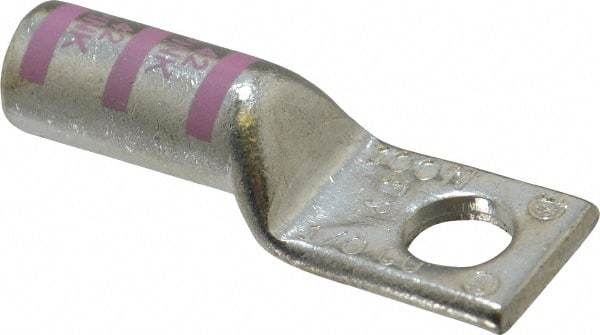 Thomas & Betts - 1/0 AWG Noninsulated Compression Connection Rectangle Ring Terminal - 3/8" Stud, 2.23" OAL x 3/4" Wide, Tin Plated Copper Contact - Apex Tool & Supply