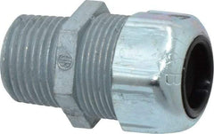 Thomas & Betts - 0.45 to 0.56" Cable Capacity, Liquidtight, Straight Strain Relief Cord Grip - 1/2 NPT Thread, 1-21/32" Long, Zinc - Apex Tool & Supply