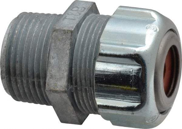 Thomas & Betts - 1/8 to 1/4" Cable Capacity, Liquidtight, Straight Strain Relief Cord Grip - 3/4 NPT Thread, 1-3/4" Long, Zinc - Apex Tool & Supply