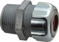 Thomas & Betts - 1/8 to 1/4" Cable Capacity, Liquidtight, Straight Strain Relief Cord Grip - 3/4 NPT Thread, 1-3/4" Long, Zinc - Apex Tool & Supply