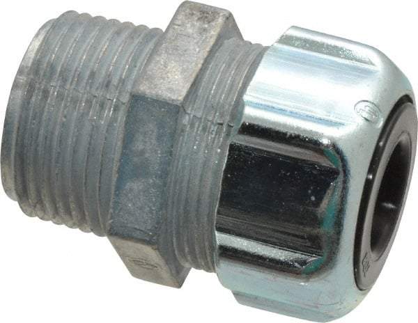 Thomas & Betts - 1/4 to 3/8" Cable Capacity, Liquidtight, Straight Strain Relief Cord Grip - 3/4 NPT Thread, 1-3/4" Long, Zinc - Apex Tool & Supply