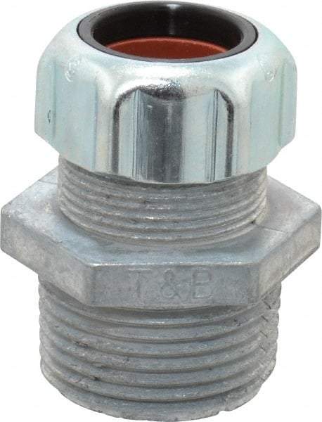 Thomas & Betts - 5/8 to 3/4" Cable Capacity, Liquidtight, Straight Strain Relief Cord Grip - 1 NPT Thread, 1-23/32" Long, Zinc - Apex Tool & Supply