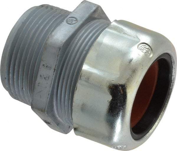 Thomas & Betts - 0.88 to 1.065" Cable Capacity, Liquidtight, Straight Strain Relief Cord Grip - 1-1/4 NPT Thread, 2-5/32" Long, Zinc - Apex Tool & Supply