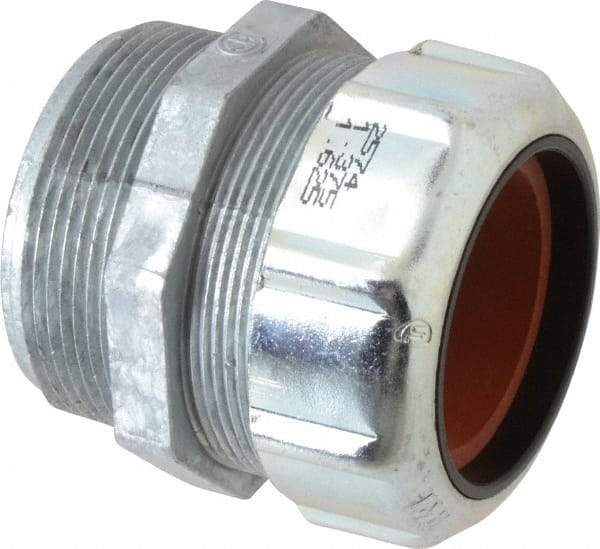 Thomas & Betts - 1-3/8 to 1-5/8" Cable Capacity, Liquidtight, Straight Strain Relief Cord Grip - 2 NPT Thread, 2-5/8" Long, Zinc - Apex Tool & Supply