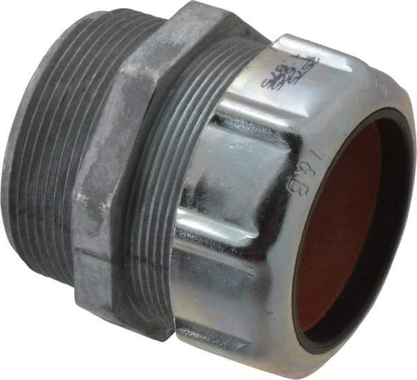 Thomas & Betts - 1-5/8 to 1-7/8" Cable Capacity, Liquidtight, Straight Strain Relief Cord Grip - 2 NPT Thread, 3-1/2" Long, Zinc - Apex Tool & Supply