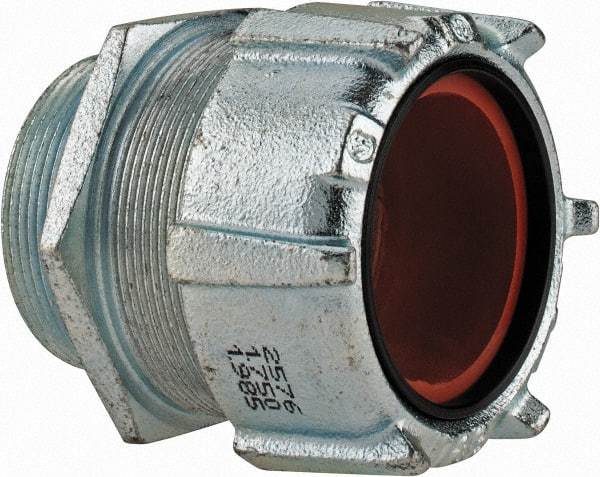 Thomas & Betts - 1-3/4 to 1.965" Cable Capacity, Liquidtight, Straight Strain Relief Cord Grip - 2 NPT Thread, 3-1/2" Long, Iron - Apex Tool & Supply