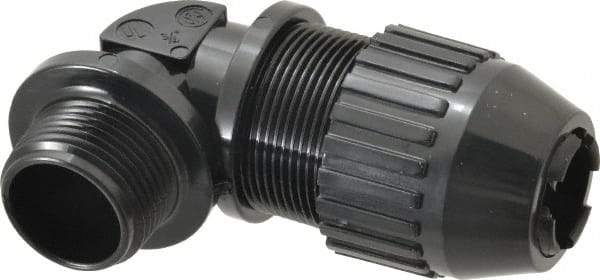 Thomas & Betts - 0.56 to 0.69" Cable Capacity, Liquidtight, Elbow Strain Relief Cord Grip - 3/4 Thread, Nylon - Apex Tool & Supply