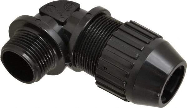 Thomas & Betts - 0.66 to 0.78" Cable Capacity, Liquidtight, Elbow Strain Relief Cord Grip - 3/4 Thread, Nylon - Apex Tool & Supply
