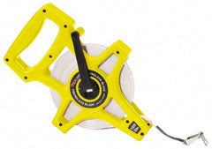 US Tape - 100' x 1/2" White Blade Tape Measure - 1/8", 1mm, & 1 cm Graduation, Inch/Metric Graduation Style, Yellow/Silver Case - Apex Tool & Supply
