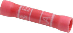 Thomas & Betts - 22 to 18 AWG Compatible, Vinyl Fully Insulated, Crimp-On Butt Splice Terminal - 2 Wire Entries, Copper Contacts, Tin Contact Plating, 1.13" OAL, Red - Apex Tool & Supply