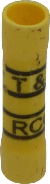 Thomas & Betts - 12 to 10 AWG Compatible, Vinyl Fully Insulated, Crimp-On Butt Splice Terminal - 2 Wire Entries, Copper Contacts, Tin Contact Plating, 1.31" OAL, Yellow - Apex Tool & Supply
