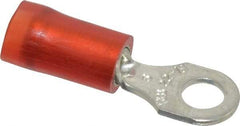 Thomas & Betts - 22-16 AWG Partially Insulated Crimp Connection D Shaped Ring Terminal - #6 Stud, 0.86" OAL x 0.26" Wide, Tin Plated Copper Contact - Apex Tool & Supply