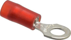Thomas & Betts - 22-16 AWG Partially Insulated Crimp Connection D Shaped Ring Terminal - #8 Stud, 0.89" OAL x 0.26" Wide, Tin Plated Copper Contact - Apex Tool & Supply