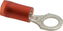 Thomas & Betts - 22-16 AWG Partially Insulated Crimp Connection D Shaped Ring Terminal - #10 Stud, 0.89" OAL x 0.31" Wide, Tin Plated Copper Contact - Apex Tool & Supply