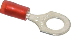 Thomas & Betts - 22-16 AWG Partially Insulated Crimp Connection D Shaped Ring Terminal - 1/4" Stud, 1.1" OAL x 0.46" Wide, Tin Plated Copper Contact - Apex Tool & Supply
