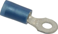 Thomas & Betts - 18-14 AWG Partially Insulated Crimp Connection D Shaped Ring Terminal - #6 Stud, 0.89" OAL x 0.31" Wide, Tin Plated Copper Contact - Apex Tool & Supply
