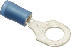 Thomas & Betts - 18-14 AWG Partially Insulated Crimp Connection D Shaped Ring Terminal - 1/4" Stud, 1.08" OAL x 0.47" Wide, Tin Plated Copper Contact - Apex Tool & Supply