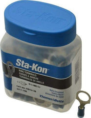 Thomas & Betts - 18-14 AWG Partially Insulated Crimp Connection D Shaped Ring Terminal - 3/8" Stud, 1.17" OAL x 0.53" Wide, Tin Plated Copper Contact - Apex Tool & Supply