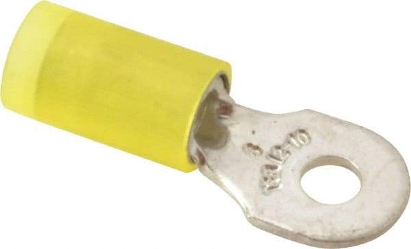 Thomas & Betts - 12-10 AWG Partially Insulated Crimp Connection D Shaped Ring Terminal - #6 Stud, 1" OAL x 0.37" Wide, Tin Plated Copper Contact - Apex Tool & Supply